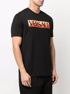 ( Nouvelle Collection ) Versace 1B000 BLACK T-shirt à Logo Imprimé Homme -Pas Cher Versace Boutique 17984438 38005306 600