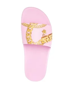 ( Nouvelle Collection ) Versace Candy Pink+oro Claquettes à Imprimé Graphique Femme -Pas Cher Versace Boutique 17986053 38243840 600