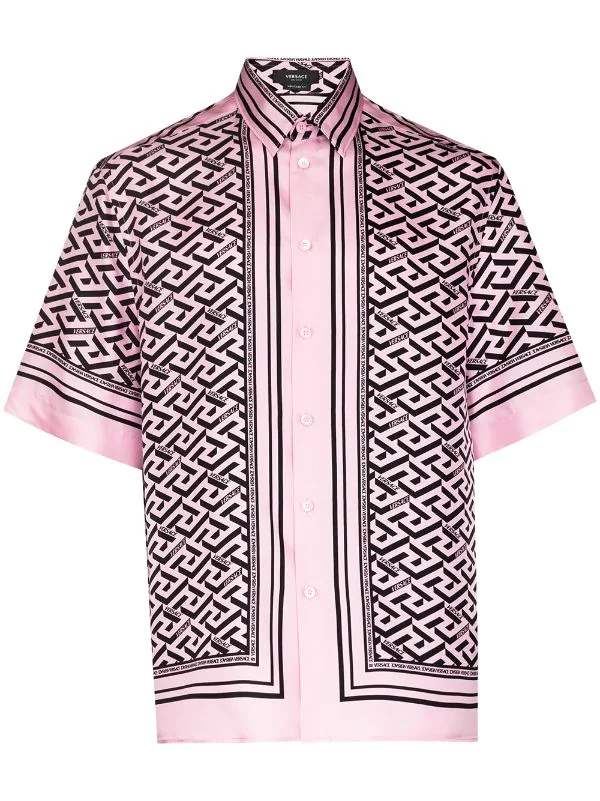 ( Nouvelle Collection ) Versace Chemise En Soie à Imprimé La Greca 5P210 CANDY BLACK 1 ( Nouvelle Collection ) Versace Chemise En Soie à Imprimé La Greca 5P210 CANDY BLACK