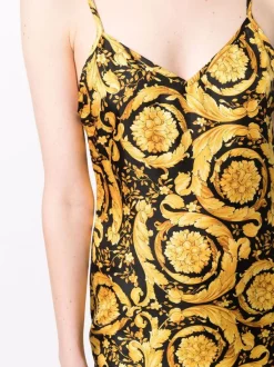 Versace Robe En Soie à Imprimé Baroque A7900 GOLD PRINT -Pas Cher Versace Boutique 17989415 38003632 600