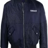 ( Nouvelle Collection ) Versace 5U040 NAVY Veste Bomber à Motif La Greca Signature Homme