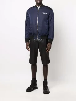 ( Nouvelle Collection ) Versace 5U040 NAVY Veste Bomber à Motif La Greca Signature Homme -Pas Cher Versace Boutique 17995452 38494865 600