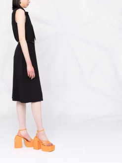 ( Nouvelle Collection ) Versace 1B000 BLACK Robe Mi-longue Sans Manches à Taille Ceinturée Femme -Pas Cher Versace Boutique 18002976 564f2c01 9570 4c2a a970 c1b0f1b1557c 600