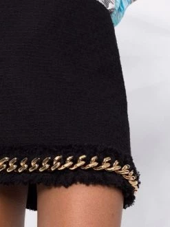 ( Nouvelle Collection ) Versace 1B000 BLACK Minijupe En Tweed à Détail De Chaîne Femme -Pas Cher Versace Boutique 18003214 38037815 600
