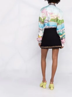 ( Nouvelle Collection ) Versace 1B000 BLACK Minijupe En Tweed à Détail De Chaîne Femme -Pas Cher Versace Boutique 18003214 38037830 600