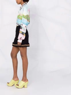 ( Nouvelle Collection ) Versace 1B000 BLACK Minijupe En Tweed à Détail De Chaîne Femme -Pas Cher Versace Boutique 18003214 38037833 600