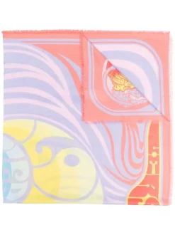( Nouvelle Collection ) Versace 5R140 CORAL+ORCHID écharpe à Imprimé Medusa Music Femme