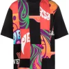 ( Nouvelle Collection ) Versace T-shirt à Imprimé Graphique 5B020 BLACK + MULTICOLOR