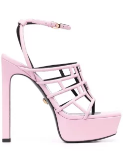 ( Nouvelle Collection ) Versace 1PB9V PINK Sandales Greca 150 Mm à Brides Femme