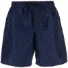 ( Nouvelle Collection ) Versace 5U280 NAVY + BLACK Short De Bain Greca à Logo Imprimé Homme