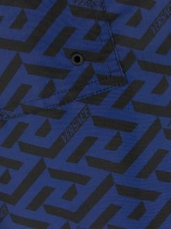 ( Nouvelle Collection ) Versace 5U280 NAVY + BLACK Short De Bain Greca à Logo Imprimé Homme -Pas Cher Versace Boutique 18011104 38259271 600