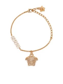 ( Nouvelle Collection ) Versace Bracelet à Breloque Medusa Head 4J090 VERSACEGOLD CRYSTAL