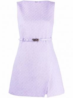 ( Nouvelle Collection ) Versace Robe Courte En Tweed à Plaque La Greca Femme