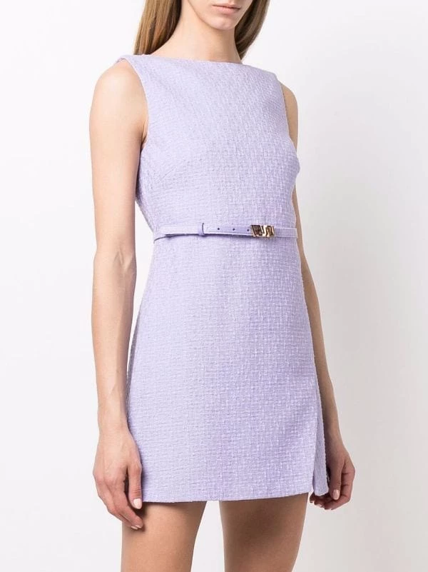 ( Nouvelle Collection ) Versace Robe Courte En Tweed à Plaque La Greca Femme 3 ( Nouvelle Collection ) Versace Robe Courte En Tweed à Plaque La Greca Femme – Image 3