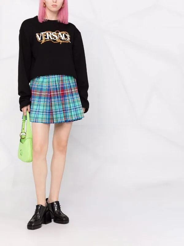 ( Nouvelle Collection ) Versace 1B000 BLACK Sweat Crop à Logo Imprimé Femme 2 ( Nouvelle Collection ) Versace 1B000 BLACK Sweat Crop à Logo Imprimé Femme – Image 2