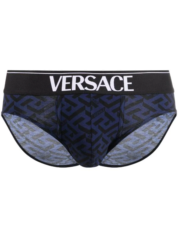( Nouvelle Collection ) Versace 5U280 NAVY + BLACK Slip Greek Key à Bande Logo Homme 1 ( Nouvelle Collection ) Versace 5U280 NAVY + BLACK Slip Greek Key à Bande Logo Homme