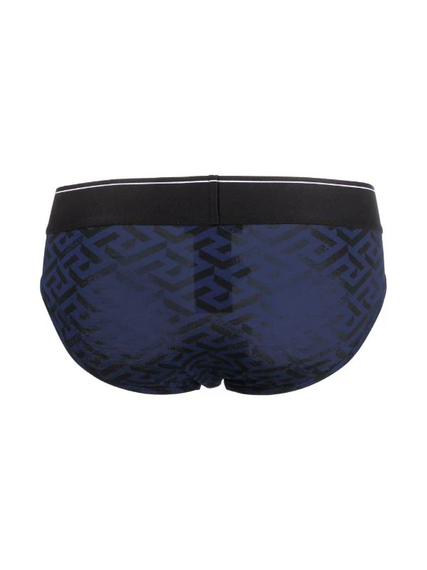 ( Nouvelle Collection ) Versace 5U280 NAVY + BLACK Slip Greek Key à Bande Logo Homme 2 ( Nouvelle Collection ) Versace 5U280 NAVY + BLACK Slip Greek Key à Bande Logo Homme – Image 2