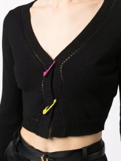 ( Nouvelle Collection ) Versace Cardigan Crop à Détail D'épingle 1B000 BLACK -Pas Cher Versace Boutique 18062975 38380803 600