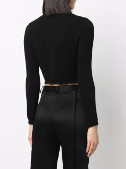 ( Nouvelle Collection ) Versace Cardigan Crop à Détail D'épingle 1B000 BLACK -Pas Cher Versace Boutique 18062975 38380806 600