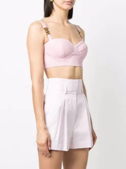 ( Nouvelle Collection ) Versace Haut Crop à Imprimé La Greca 2D410 CANDY BLACK -Pas Cher Versace Boutique 18063837 38383966 600