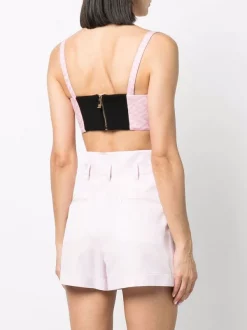 ( Nouvelle Collection ) Versace Haut Crop à Imprimé La Greca 2D410 CANDY BLACK -Pas Cher Versace Boutique 18063837 38383967 600