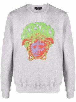 ( Nouvelle Collection ) Versace 1E090 LIGHT GREY Sweat à Motif Medusa Homme