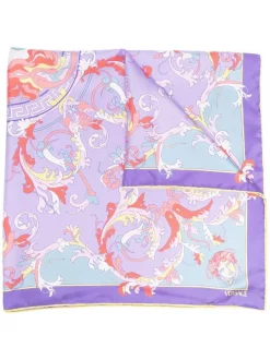 ( Nouvelle Collection ) Versace Foulard En Soie à Imprimé Baroque Femme