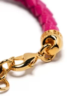 ( Nouvelle Collection ) Versace Bracelet En Cuir Tressé 1PE7D CERISE-WARMGOLD -Pas Cher Versace Boutique 18065034 38334673 600