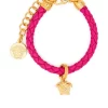( Nouvelle Collection ) Versace Bracelet En Cuir Tressé 1PE7D CERISE-WARMGOLD