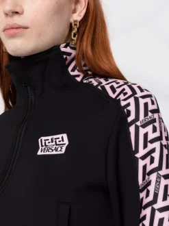 ( Nouvelle Collection ) Versace 5B530 NERO + CANDY Sweat La Greca à Fermeture Zippée Femme -Pas Cher Versace Boutique 18069674 23c8cde1 98a4 4c3b 8599 6691c0cce901 600