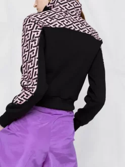 ( Nouvelle Collection ) Versace 5B530 NERO + CANDY Sweat La Greca à Fermeture Zippée Femme -Pas Cher Versace Boutique 18069674 e5ce35c7 a5b9 4285 bc27 3b53750a8ea2 600