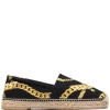 ( Nouvelle Collection ) Versace 5B000 BLACK + GOLD Espadrilles à Imprimé Chaîne Homme