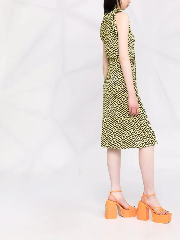 ( Nouvelle Collection ) Versace 5Y090 PINEAPPLE BLACK Robe Sans Manches à Imprimé Greca Femme 6 ( Nouvelle Collection ) Versace 5Y090 PINEAPPLE BLACK Robe Sans Manches à Imprimé Greca Femme – Image 6