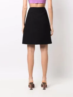 ( Nouvelle Collection ) Versace Minijupe évasée En Tweed 1B000 BLACK -Pas Cher Versace Boutique 18081419 38476211 600