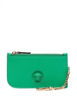 ( Nouvelle Collection ) Versace 1G57V BRIGHT GREEN Porte-cartes Medusa En Cuir Homme