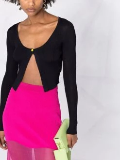 ( Nouvelle Collection ) Versace 1B000 BLACK Cardigan Crop à Design Ouvert Femme -Pas Cher Versace Boutique 18106261 38642172 600