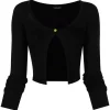 ( Nouvelle Collection ) Versace 1B000 BLACK Cardigan Crop à Design Ouvert Femme