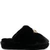 Versace Chaussons Medusa En Fourrure Artificielle Z1008 BLACK