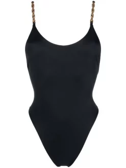 ( Nouvelle Collection ) Versace 1B000 BLACK Maillot De Bain à Plaque Logo Femme