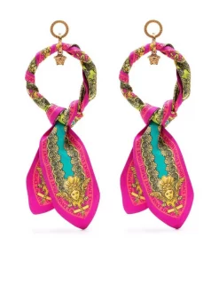( Nouvelle Collection ) Versace Boucles D'oreilles à Détail De Foulard Femme