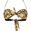 ( Nouvelle Collection ) Versace 5B000 BLACK GOLD Haut De Bikini Bandeau à Imprimé Baroque Femme