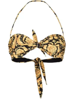 ( Nouvelle Collection ) Versace 5B000 BLACK GOLD Haut De Bikini Bandeau à Imprimé Baroque Femme