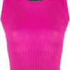 ( Nouvelle Collection ) Versace 1PE70 FUXIA Débardeur En Maille Nervurée Femme