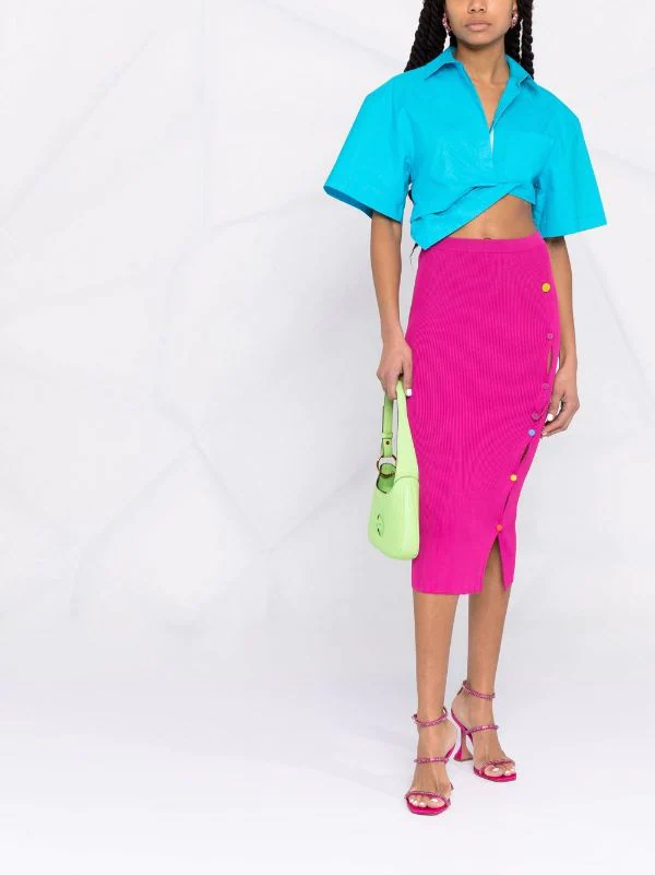 ( Nouvelle Collection ) Versace 1PE70 FUXIA Jupe Mi-longue Medusa Safety Pin Femme 2 ( Nouvelle Collection ) Versace 1PE70 FUXIA Jupe Mi-longue Medusa Safety Pin Femme – Image 2