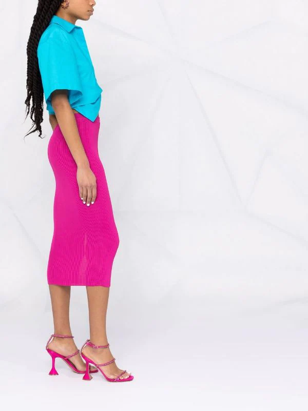 ( Nouvelle Collection ) Versace 1PE70 FUXIA Jupe Mi-longue Medusa Safety Pin Femme 4 ( Nouvelle Collection ) Versace 1PE70 FUXIA Jupe Mi-longue Medusa Safety Pin Femme – Image 4