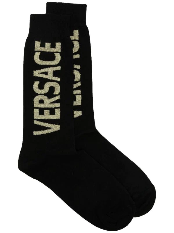 Versace Chaussettes à Logo En Intarsia Femme 1 Versace Chaussettes à Logo En Intarsia Femme