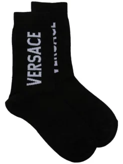 Versace Chaussettes à Logo En Intarsia Femme