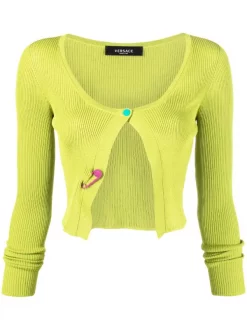 ( Nouvelle Collection ) Versace Cardigan Safety Pin à Boutonnière 1GB00 CITRON
