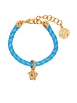 ( Nouvelle Collection ) Versace Bracelet En Cuir à Logo Medusa Femme