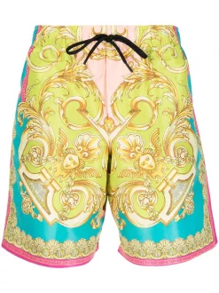 Versace Short De Bain à Imprimé Barocco Goddess Homme